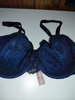 Adore Me Women's Navy Lace Underwire Bra